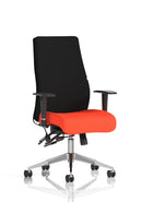 Onyx Ergo Posture Chair by Dynamic with bespoke fabric and armrests, featuring ergonomic design and adjustable height.