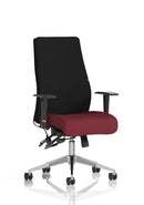 Onyx Ergo Posture Chair by Dynamic with bespoke fabric and armrests, featuring ergonomic design and adjustable height.