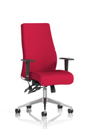 Onyx Ergo Posture Chair by Dynamic with bespoke fabric and armrests, featuring ergonomic design for comfortable support.