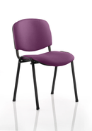 Dynamic ISO stacking visitor conference chair with purple bespoke fabric and black frame, suitable for office or event seating.