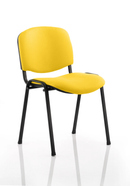 Yellow ISO stacking visitor/conference chair by Dynamic with a black frame and bespoke fabric, suitable for office or event settings.