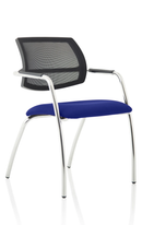 Blue Swift medium back visitor chair by Dynamic with straight legs and bespoke fabric upholstery.