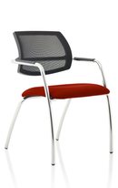 Dynamic Swift medium back visitor chair with straight legs in vibrant chilli bespoke fabric, showcasing a modern office seating design.