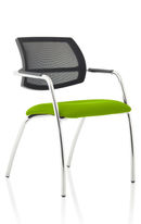Green Swift medium back visitor chair by Dynamic with straight legs and bespoke fabric upholstery.