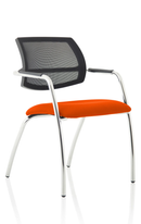 Orange Swift Medium Back Visitor Chair by Dynamic with straight legs and bespoke fabric upholstery, ideal for office or reception use.