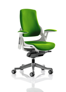 Green Zure Executive Chair with arms by Dynamic, featuring bespoke fabric and ergonomic design for office comfort.