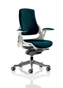 Teal Zure Executive Chair with arms in bespoke fabric by Dynamic, featuring a modern design and ergonomic comfort.