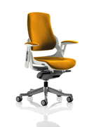 Yellow Zure Executive Chair with arms in bespoke fabric by Dynamic, featuring a modern office design and ergonomic shape.