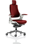 Dynamic Zure Executive Chair with arms and headrest in bespoke fabric, showing a modern ergonomic office chair with adjustable features.