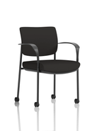 Black Brunswick Deluxe medium back office visitor chair with arms, castors, and fabric upholstery by Dynamic.