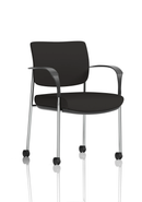 Dynamic Brunswick Deluxe medium back office visitor chair with arms, castors, fabric upholstery, and chrome accents.