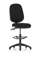 Dynamic Eclipse Plus II office chair with black fabric and hi-rise draughtsman kit, ergonomic task operator chair for office use.