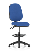 Black Eclipse Plus II Task Operator Office Chair by Dynamic with hi-rise draughtsman kit and fabric upholstery.