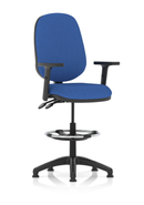Dynamic Eclipse Plus II black fabric office chair with hi-rise draughtsman kit, ergonomic task operator seat with adjustable features.