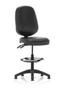 Black fabric Eclipse Plus II Office Chair by Dynamic with hi-rise draughtsman kit, ergonomic task operator chair for office use.