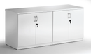 White Italia high gloss twin cupboard with credenza top by Dynamic, showing sleek modern storage with smooth glossy finish.