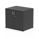 Black Impulse Desk High Cupboard by Dynamic, featuring a sleek, modern design with multiple storage compartments.