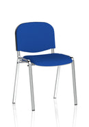 ISO stacking visitor/conference chair with chrome frame by Dynamic, shown stacked and ready for seating in a professional setting.