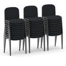 Stacked ISO visitor chairs with black frames by Dynamic, shown in a bundle of 30, ideal for conferences and waiting areas.