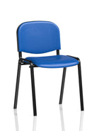 Black frame ISO vinyl stacking visitor/conference chair by Dynamic, showing a sleek, modern design with a cushioned seat and backrest.