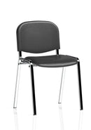 ISO Vinyl Stacking Visitor/Conference Chair by Dynamic with chrome frame, featuring a sleek white vinyl seat and backrest.