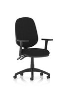Black Eclipse Plus II medium back task operator office chair by Dynamic, featuring adjustable armrests and ergonomic design.