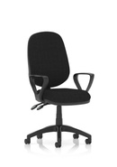 Black Eclipse Plus II Medium Back Office Chair by Dynamic, featuring ergonomic design and adjustable armrests for comfortable seating.