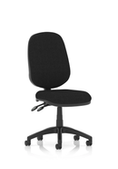 Black Eclipse Plus II medium back office chair by Dynamic with adjustable armrests and ergonomic design.