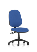 Dynamic Eclipse Plus II medium back office chair with blue fabric upholstery and adjustable armrests, designed for ergonomic comfort.