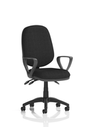 Black Eclipse Plus III Medium Back Task Operator Office Chair by Dynamic, featuring ergonomic design and adjustable armrests.