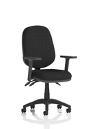 Black Eclipse Plus III medium back office operator chair by Dynamic, featuring adjustable armrests and ergonomic design