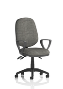 Dynamic Eclipse Plus III medium back task office chair with adjustable armrests and ergonomic design, shown in CharFA upholstery.