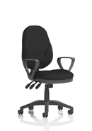 Black Eclipse Plus XL high back task office chair by Dynamic with adjustable headrest and ergonomic design.
