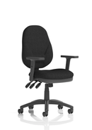 Black Eclipse Plus XL high back office chair by Dynamic with adjustable armrests and ergonomic design for operator comfort.