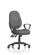 Dynamic Eclipse Plus XL high back task office chair with adjustable headrest, armrests, and ergonomic design in black fabric.