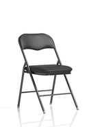 Black polyurethane folding chair with a sleek design from Dynamic, featuring a sturdy frame and comfortable seating.