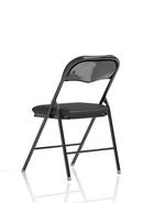 Black polyurethane folding chair by Dynamic, featuring a sleek design with sturdy frame and comfortable seat for versatile use.