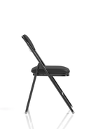 Black polyurethane Sicily folding chair by Dynamic with a sturdy frame and compact design, suitable for indoor and outdoor use.