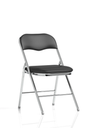 Black polyurethane Sicily folding chair by Dynamic with chrome legs, lightweight and stackable for versatile seating.