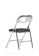 Black polyurethane folding chair by Dynamic, featuring a sleek design and chrome frame, ideal for versatile seating solutions.