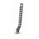 Universal cable management spine by Dynamic, black plastic spine with multiple slots for organizing and routing cables.