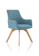 Blue Carmen Fabric Wooden Leg Visitor Chair by Dynamic with bespoke fabric upholstery and wooden legs.