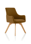 Copper-colored Carmen Fabric Wooden Leg Visitor Chair by Dynamic with bespoke fabric upholstery and wooden legs.