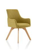 Green Carmen Fabric Wooden Leg Visitor Chair by Dynamic with bespoke fabric upholstery and sturdy wooden legs.