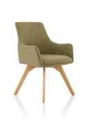 Green Carmen Fabric Wooden Leg Visitor Chair by Dynamic with bespoke green fabric upholstery and wooden legs.