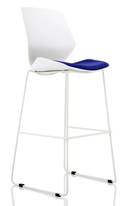 Blue fabric seat high stool with white frame from Dynamic, featuring a modern design and sturdy construction.