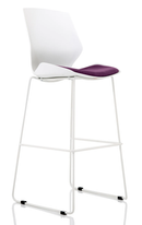 Dynamic Florence white frame fabric seat high stool with modern design and sturdy construction.