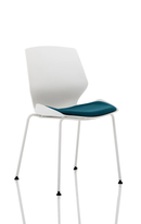 Dynamic Florence white frame fabric visitor chair with blue upholstery and gray frame, suitable for office or reception areas.