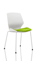 Gray fabric visitor chair with white frame from Dynamic, featuring a modern design and cushioned seat for comfortable seating.