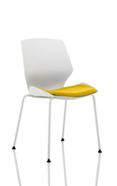 White fabric visitor chair with a sleek frame and modern design, featuring a comfortable seat and supportive backrest.